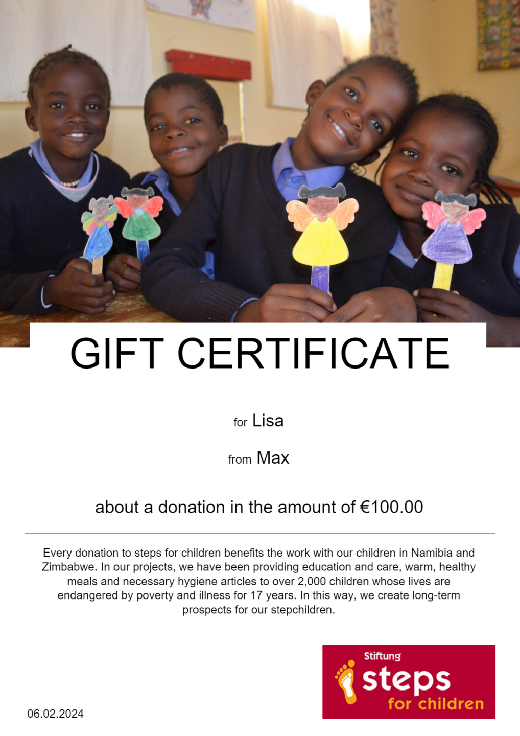 Gift Certificate - Geschenkspende Spende verschenken